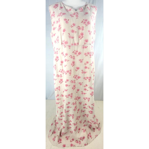 L.L. Bean Dresses & Skirts - Vintage L.L. Bean Linen Blend Floral Maxi Dress Women's 16P Pink Flowers Cottage